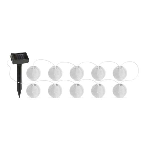 Solar lantern light string (10 white lanterns, cool white LED, 3.7 m)