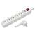 6-way power strip with switch, 1.5m cable, white
