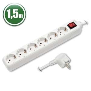 6-outlet power strip with switch, 1.5m cable - Delight Power Strip
