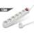 6-way power strip with switch, 1.5m cable, white