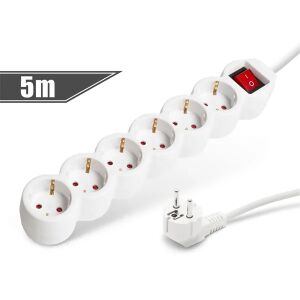 6-outlet power strip with switch, 5-meter cable - Delight Power Strip