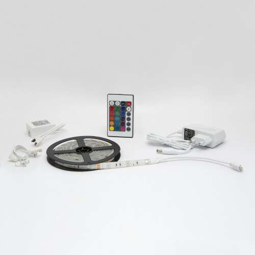 LED strip light kit with remote control, power supply, and corner connectors