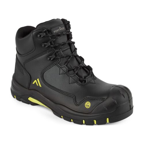 Apex Composite Mid S3S ESD HRO SR SC FO munkavédelmi bakancs, fekete és sárga 
