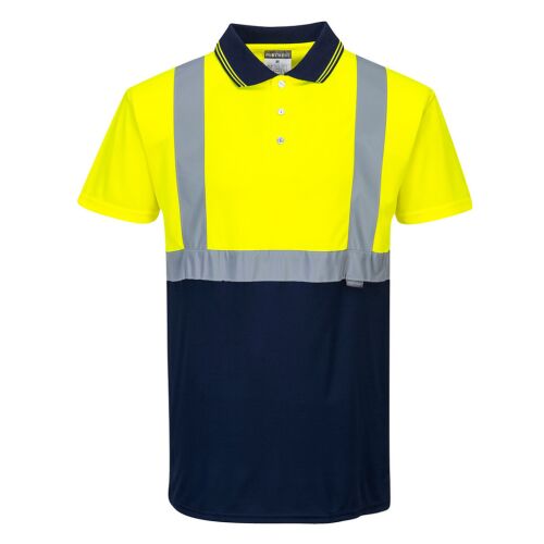 Portwest S479 Kéttónusú láthatósági pólóing, Sárga/Navy, fényvisszaverő biztonsági munkaruha 