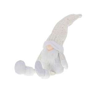 Gnome de Crăciun alb, așezat, 47 cm înălțime, figurină decorativă