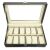 Óraszervező 12 rekesz: Open black leather watch storage box with 12 compartments