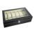 Óraszervező 12 rekesz: Closed black leather watch box with clear display lid