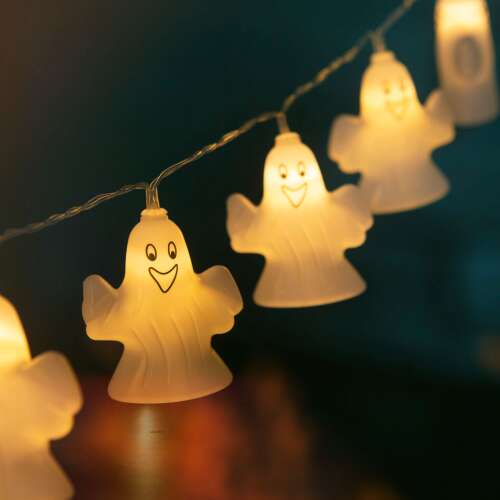 Világító szellem LED fényfüzér Halloween dekorációhoz