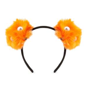 Orange pumpkin Halloween headband with fuzzy ears and pearl accents - Hair Clip, Headband