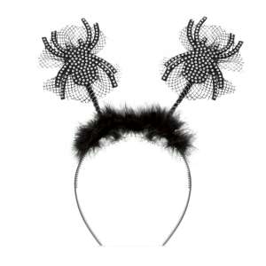 Black Halloween headband with sparkly spider decoration - Hair Clip, Headband