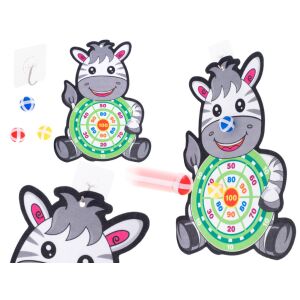 Collage of zebra dartboard with velcro balls in use. - Dartboard and Accessory