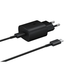 Samsung EP-TA800XBEGWW rețea din fabrică încărcător rapid negru cu intrare de tip C 3A 25W EP-DG977BBE tip C - cu cablu de date tip C 1m 147171054 - Încărcător de telefoane