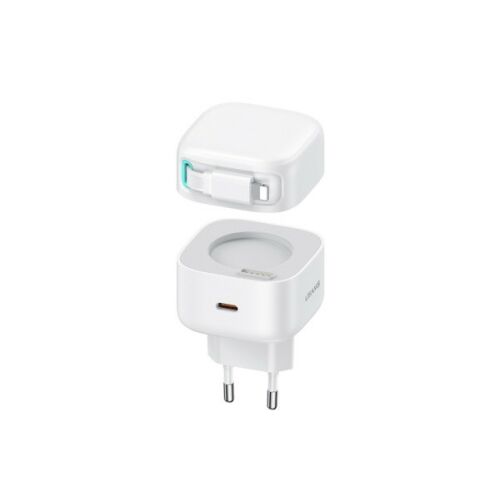 ÎNCĂRCĂTOR RAPID DE REȚEA USAMS CC209 XMF PD 35W CU CABLU TELESCOPIC LIGHTNING ALB