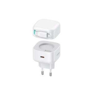 USAMS CC209 XMF Netzwerk-Schnellladegerät PD 35 W mit teleskopischem Lightning-Kabel weiß 147171801 - Ladegeräte für Telefone