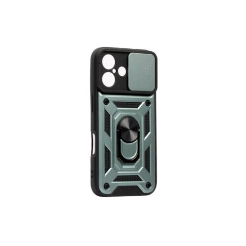 PJ ARMOR IPHONE 16 PLUS 6.7 TPU+POLYCARBONATE ÜTÉSÁLLÓ, TOLÓABLAKOS, MÁGNESES TOK ZÖLD