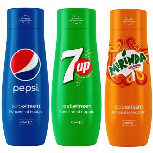 3 darabos SodaStream Pepsi+7UP+Mirinda koncentrátum szett