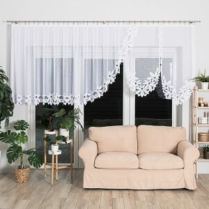 JADWIGA - Készre varrt jacquard függöny alul kivágással - 500x140 cm - fehér