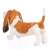 Skip plüss basset hound játék, barna és fehér, álló, hátulnézet, 40cm magas
