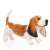 Skip plüss basset hound játék, barna és fehér, álló, oldalnézet, 40cm magas