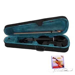 Klassisches Kindergeigen-Set aus Holz (1/8) mit Saiten, DEPOX®, 43 cm, glänzend schwarz lackiert 147180377 - Musikinstrumente