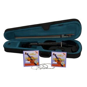 Detská drevená sada klasických huslí 1/8 a dve sady strún, DEPOX®, 43 cm, lesklá čierna povrchová úprava 147180381 - Hudobné nástroje