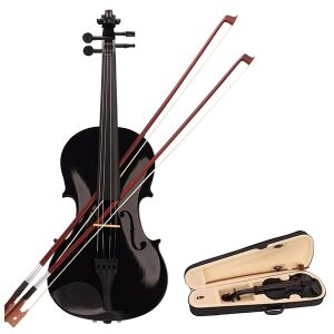 Klassische Holzvioline, 3/4-Größe, mit zusätzlichem 1/8-Bogen, DEPOX®-Beschichtung, inklusive Koffer, schwarz 147180548 - Musikinstrumente