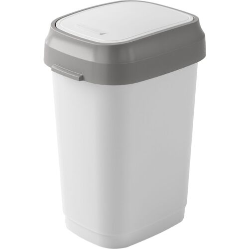 Szemeteskuka, KIS Dual Swing S, 10 l, fehér, 25 × 19 × 32 cm, műanyag, csuklós fedél