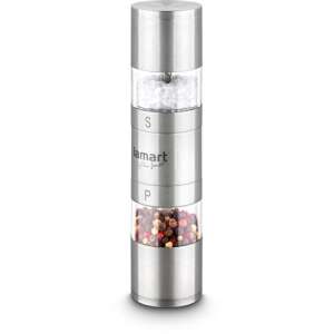 Lamart salt and pepper grinder, stainless steel, 2 in 1, adjustable grind, transparent container - Spice Rack