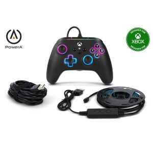 PowerA Advantage Lumectra, Xbox Series X|S, Xbox One, PC, RGB Lighting, Fekete, Vezetékes kontroller + RGB LED Strip 147207623 - PowerA