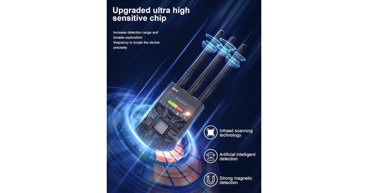 Detector de Aparate Spion Camere, Microfoane, Localizatoare GPS, cu 3 ...