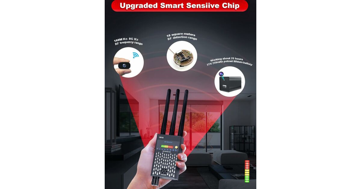 Detector de Aparate Spion Camere, Microfoane, Localizatoare GPS, cu 3 ...