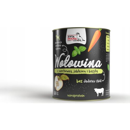 SYTA MICHA nedves marhahús eledel sárgarépával, almával és bazsalikommal 800g kutya 147211711