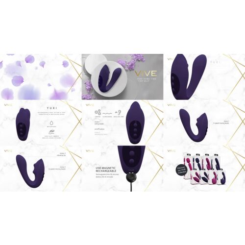 VIVE - Yuki - Rechargeable Dual Motor - G-Spot Vibrator with Massaging Beads - Purple 147214622