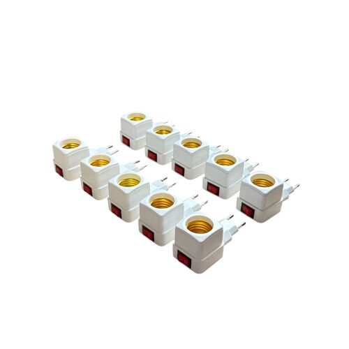 10db LED lámpafoglalat aljzat csatlakozóval - EU csatlakozóadapter, csavaros izzófoglalat BE/KI kapcsolóval, integrált spirális kialakítás, max. 250V széles feszültségtartomány, ipari elektromos aljzat aljzat európai szabványú aljzatokhoz 147215468