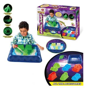 Sada svietiaceho kinetického piesku 500 g s formičkami a podložkou 147217327 - Bazény a plážové hračky