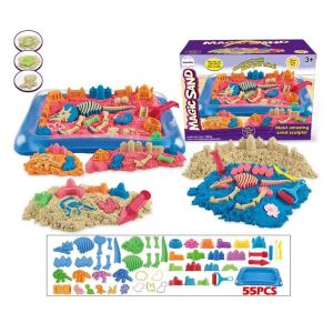 Set de nisip kinetic XXL cu castel de dinozauri și 55 accesorii 3000 g 147223702 - Jucării gonflabile și jucării de plajă