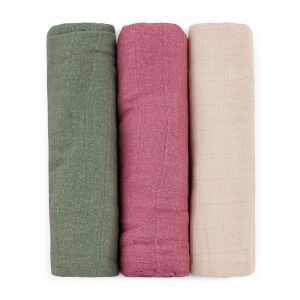 PETITE&MARS Bambusz muszlin 3db-os pelenka szett Moussy Botanic Tones 68 x 68 cm 147227278 - Textil pelenka