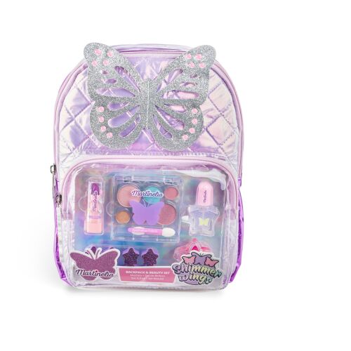 Martinelia Shimmer Wings szépségszett és hátizsák lányoknak, szemhéjfesték palettával, rúzzsal, szájfénnyel, körömlakkal és lábujj-elválasztóval - Szerepjáték