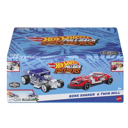 Hot Wheels Pull-Back Speeders 2 darabos kisautó készlet: Bone Shaker és Twin Mill fém autó - Autó és jármű