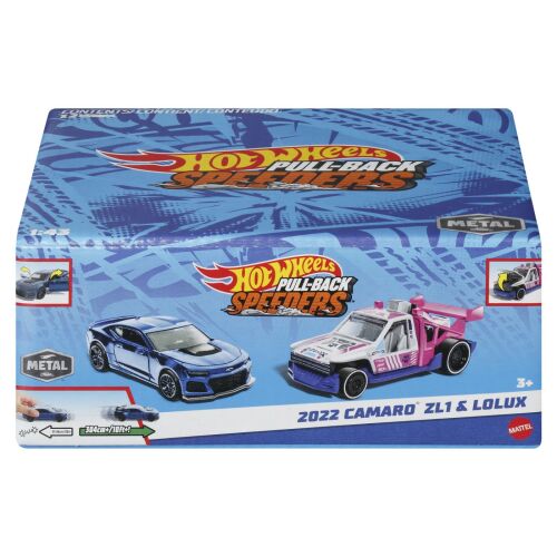 Hot Wheels 2 darabos Hátrahúzható Speeders: 2022 Camaro ZL1 és Lolux 1:43-as öntött autókészlet - Játék autó