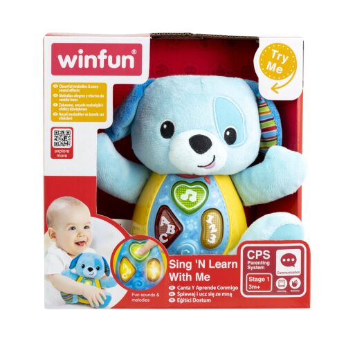 Winfun Énekel és Tanul Blueberry kiskutya interaktív plüssjáték babáknak 3+ hónapos kortól a csomagolásban - Plüssjáték