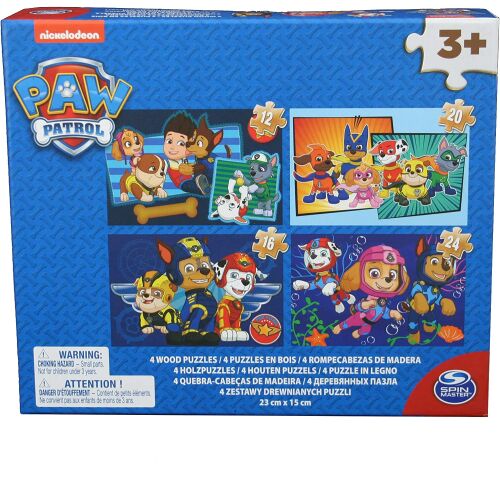 Mancs Őrjárat 4 az 1-ben fa kirakó készlet, 12, 16, 20 és 24 darabos kirakókkal - Puzzle és kirakó