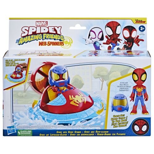 Spidey és csodálatos barátai Web-Spinners játékszett Spidey figurával és játékautóval a csomagolásban - Mesehős figura