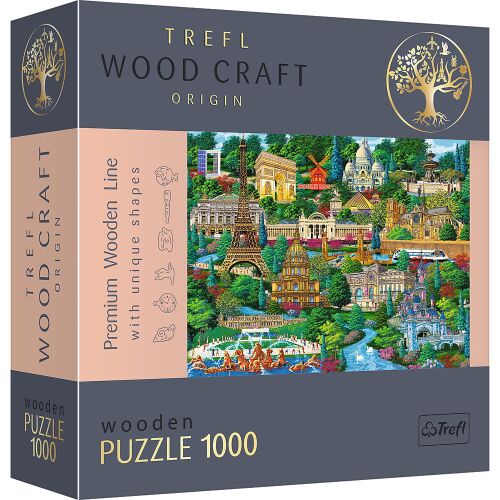 Trefl Wood Craft 1000 darabos fa puzzle, híres francia turisztikai látványosságokkal. Kihívást jelentő és gyönyörű kirakó felnőtteknek és gyerekeknek. - Játék