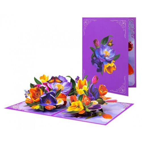 3D felugró virágos üdvözlőlap - Lila kert 147229796