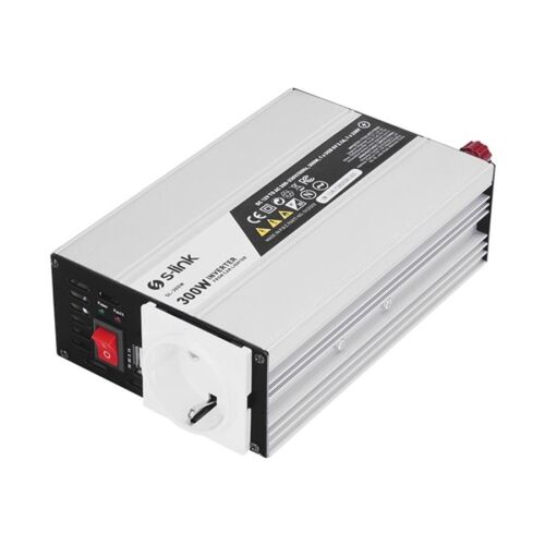 S-Link Inverter - SL-300W (1 Schuko, szivargyújtó, 300W, DC12V-AC230V fekete) 147230277