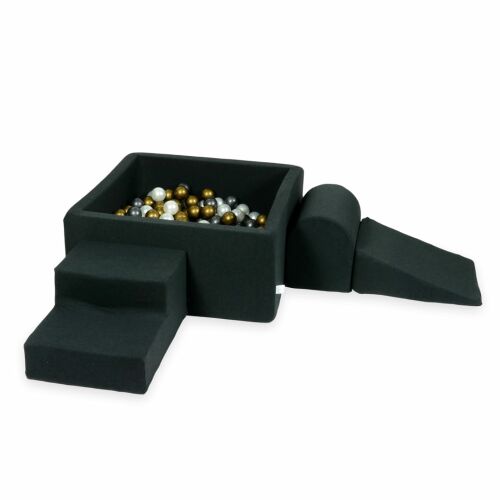 Habszivacs játszótér négyzet alakú medencével 90x90x40 grafit + 400 labda: óarany, metál grafit, gyöngyház 147230361