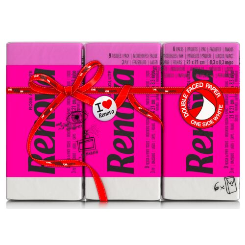 Renova piros címkés rózsaszín papírzsebkendők 6x9 db 147231082