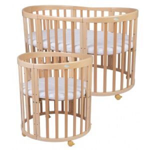 Waldin Oval 7 az 1-ben kiságy matraccal, natúr színben