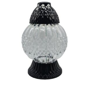 GLAMOUR GÖMBLÁMPÁS - NAGY - KRISTÁLY / ÁTLÁTSZÓ - FEKETE TALPA / 1 DARAB